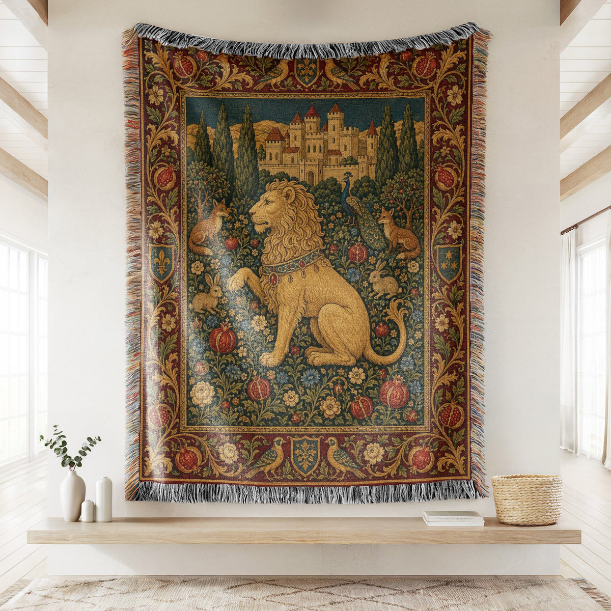 The Lion of the Pomegranate Court Blanket