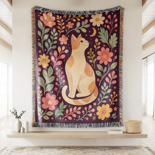 Moonlit Floral Cat Blanket