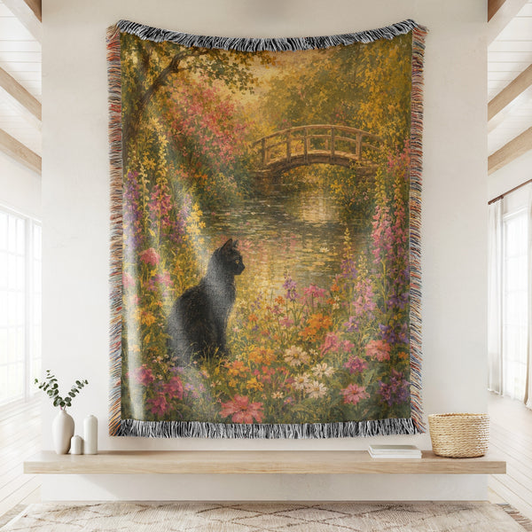 Wildflower Pond Black Cat Blanket