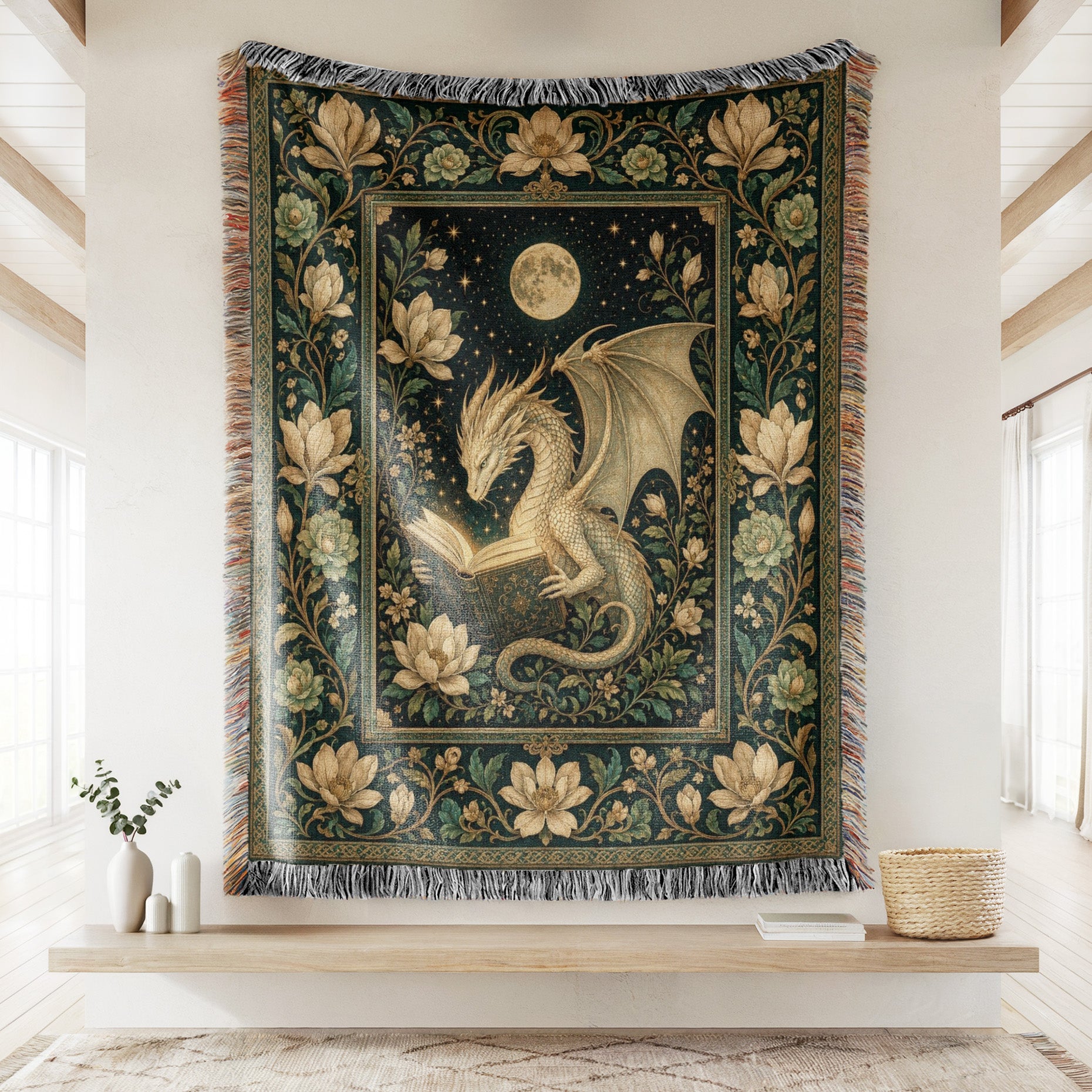 Moonlit Magnolia Dragon Reader Blanket Secondary image