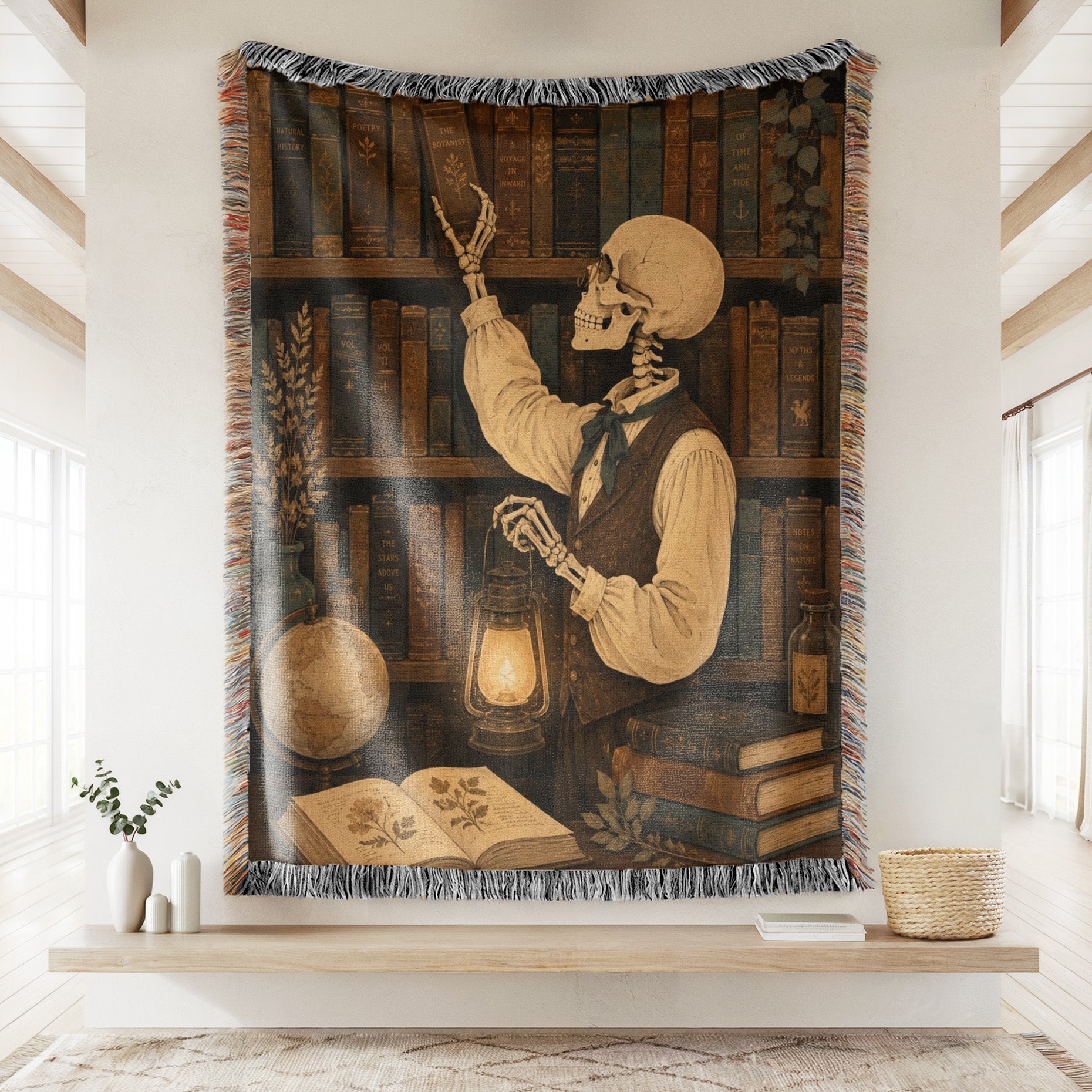 The Skeleton Librarian's Lantern Blanket Secondary image