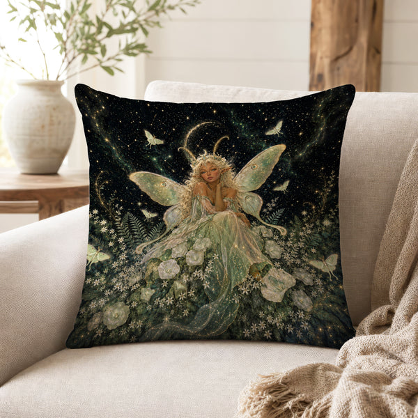 Moonflower Fairy – Ethereal Fantasy Pillow