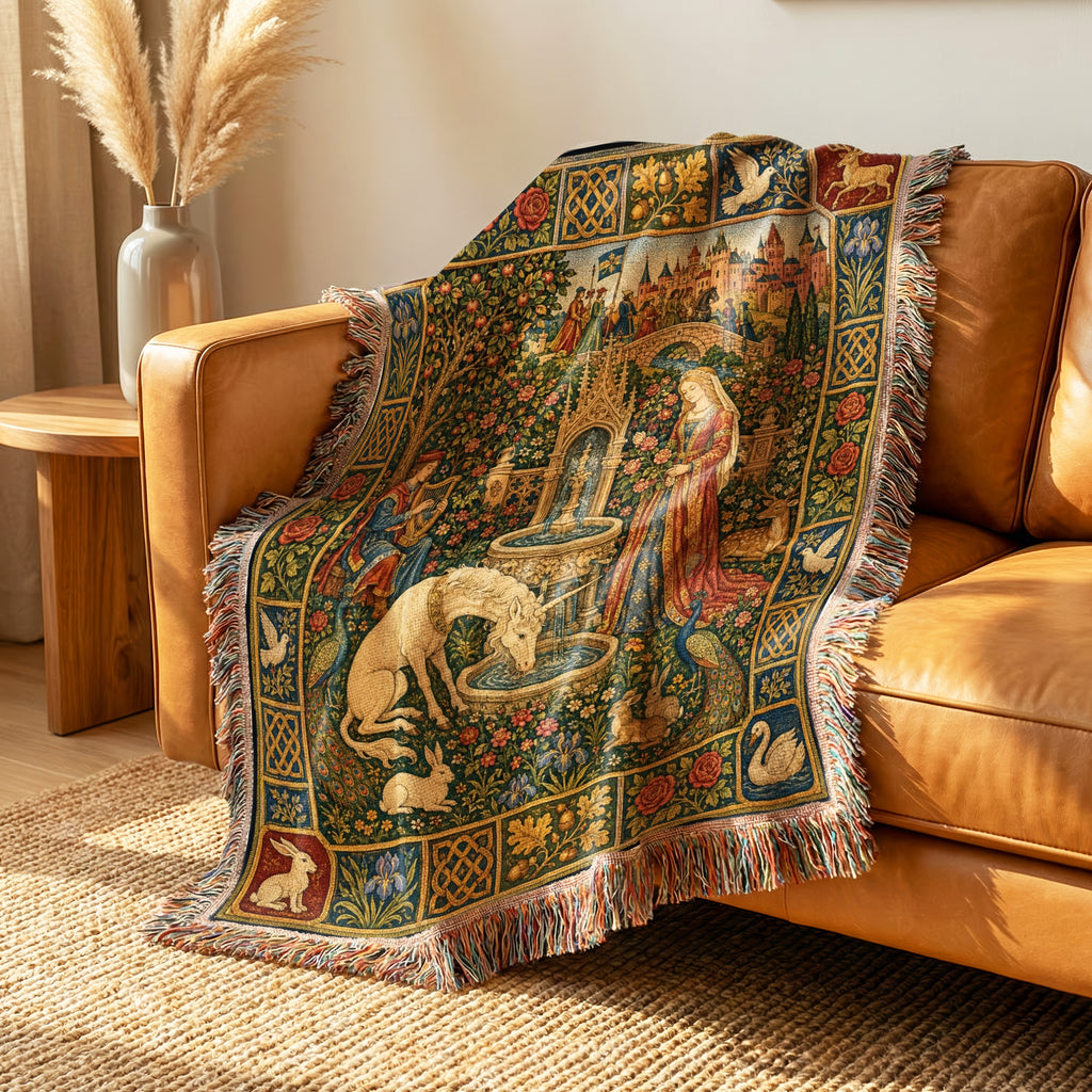 The Unicorn Fountain Garden Blanket