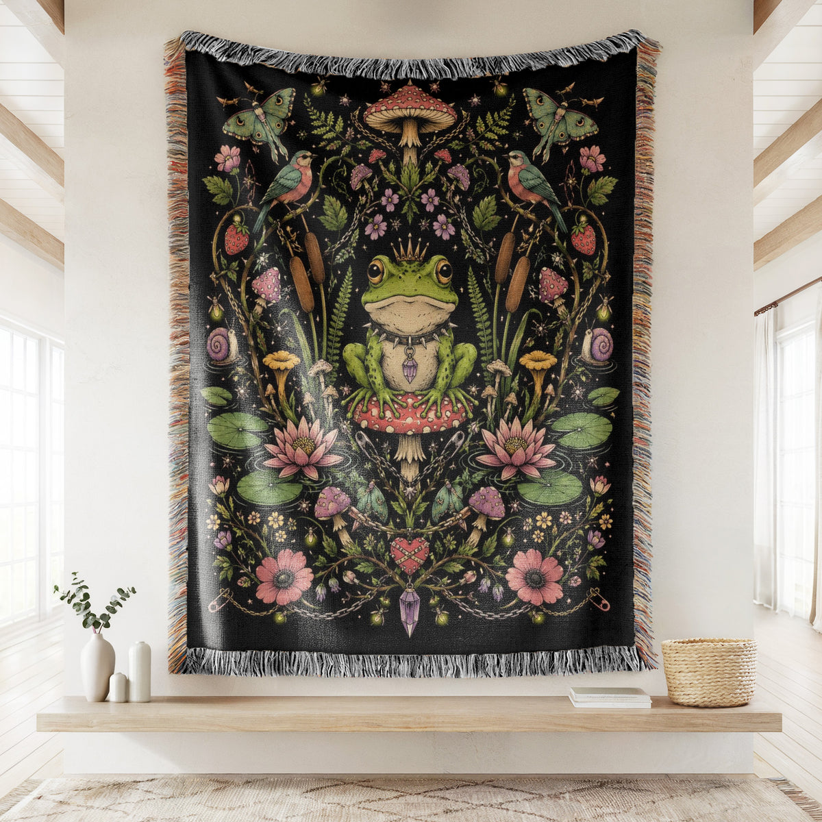 Enchanted Frog Mushroom Blanket