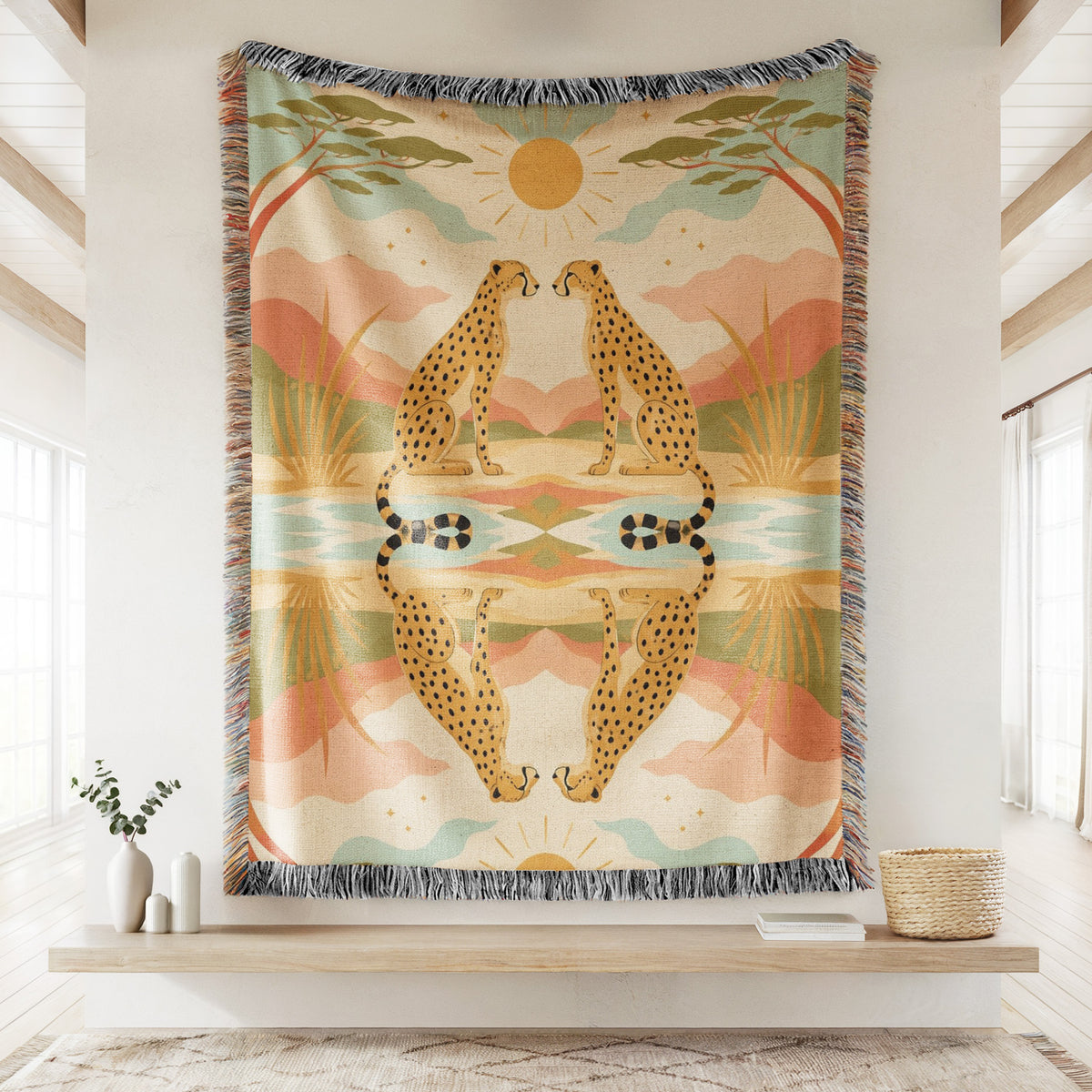 Sunset Cheetah Reflection Blanket