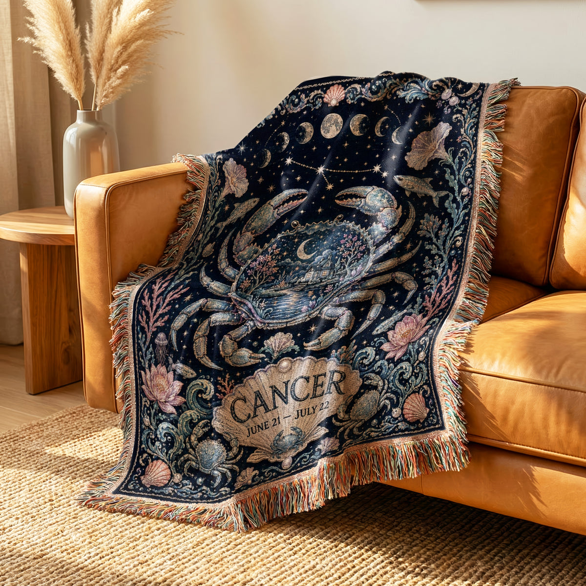 Cancer Moonlit Crab Zodiac Blanket