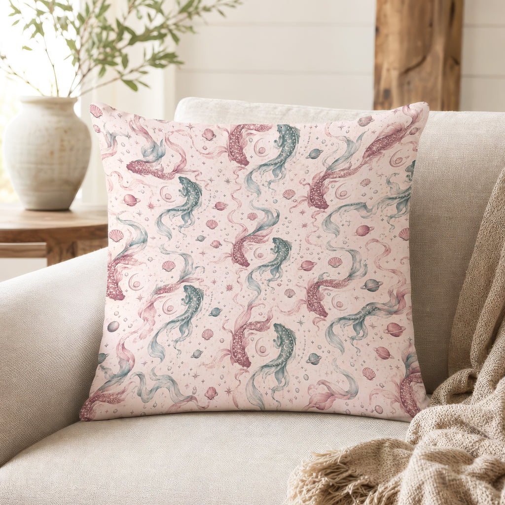 Pisces Tides – Blush Zodiac Pattern Pillow