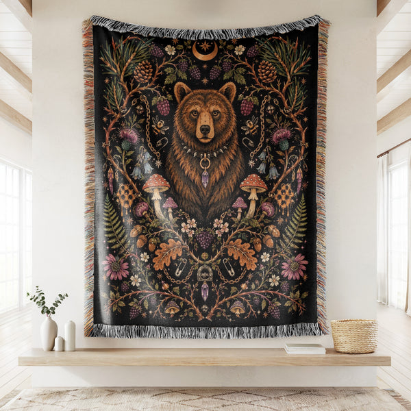 Forest Bear Moon Blanket