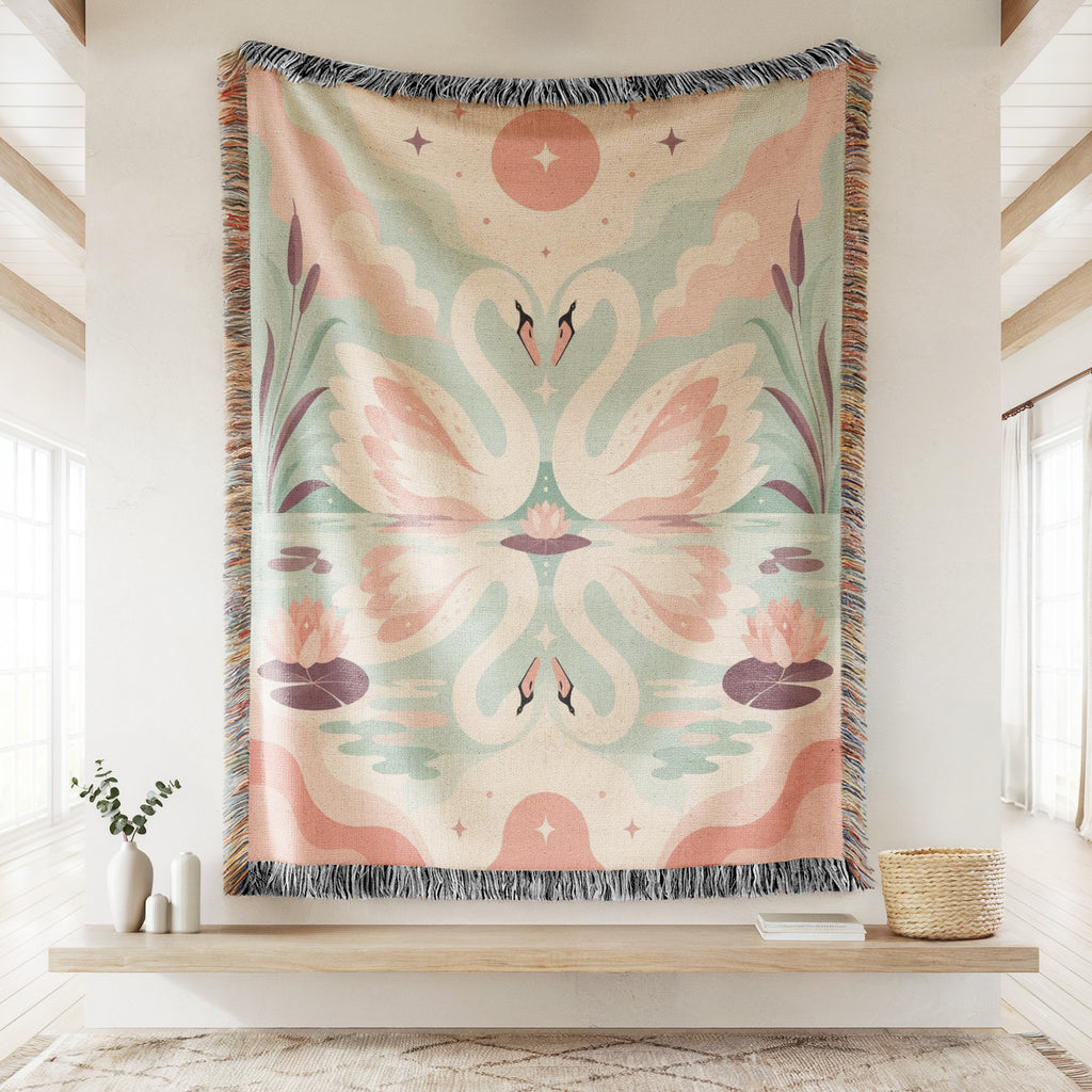 Blush Swan Reflection Blanket
