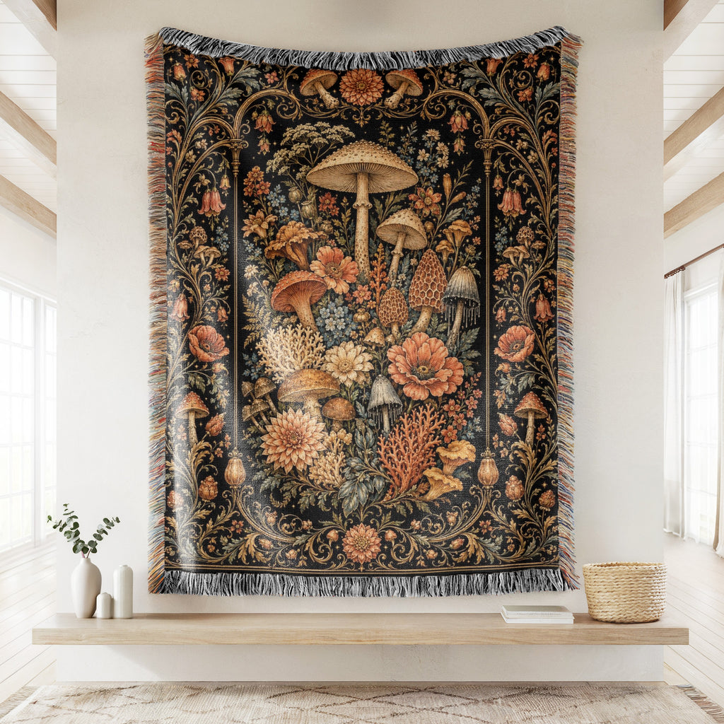 Enchanted Mushroom Garden Blanket