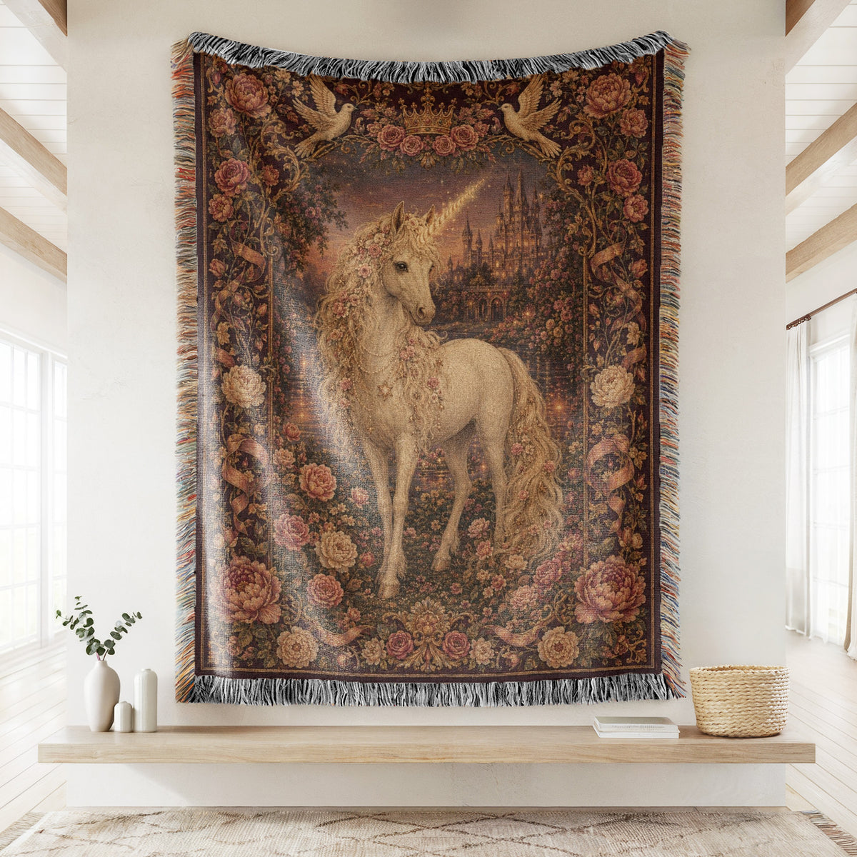 Rose Garden Unicorn Blanket