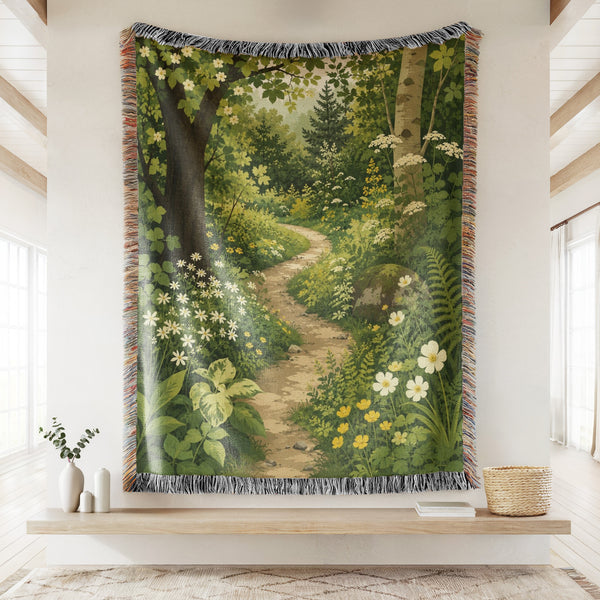The Sunlit Woodland Path Blanket