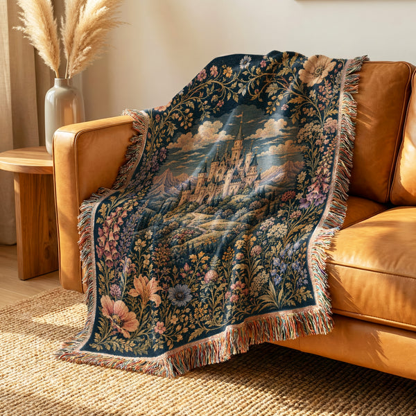 The Midnight Floral Castle Blanket