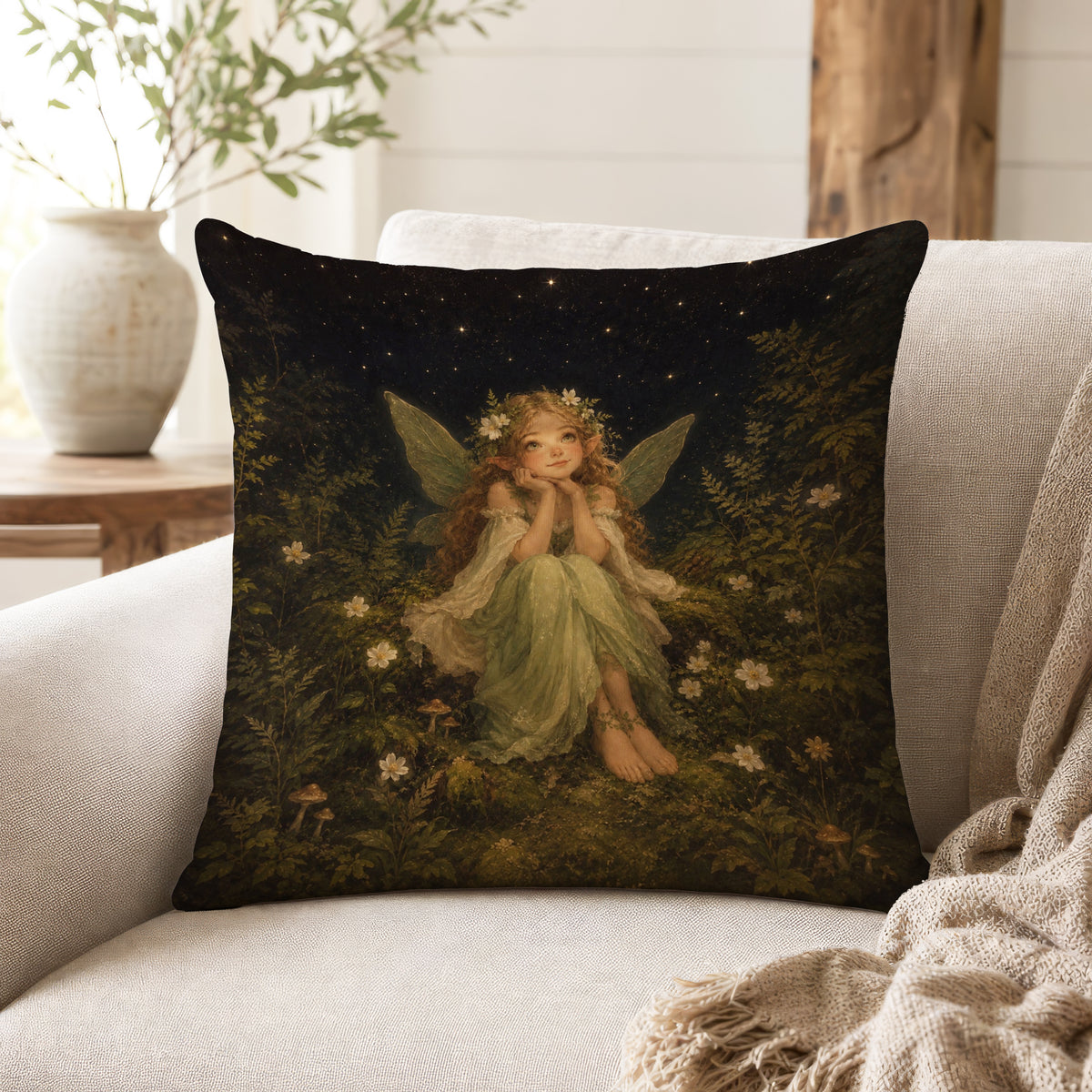 Mosslight Fairy – Woodland Fantasy Pillow