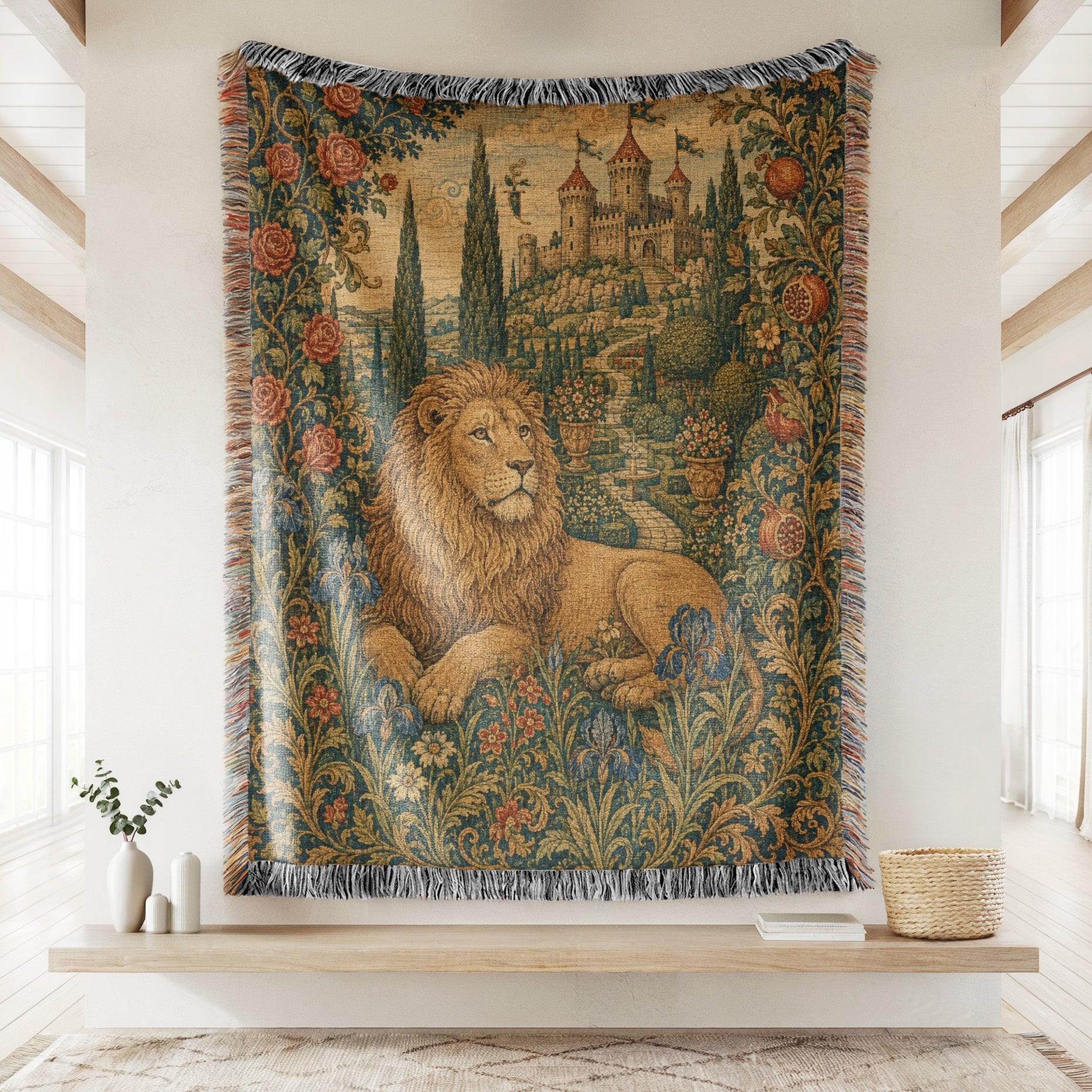 The Lion of the Rose Garden Blanket Secondary image