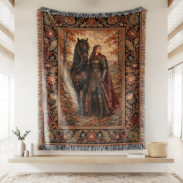 The Autumn Rider & Black Steed Blanket