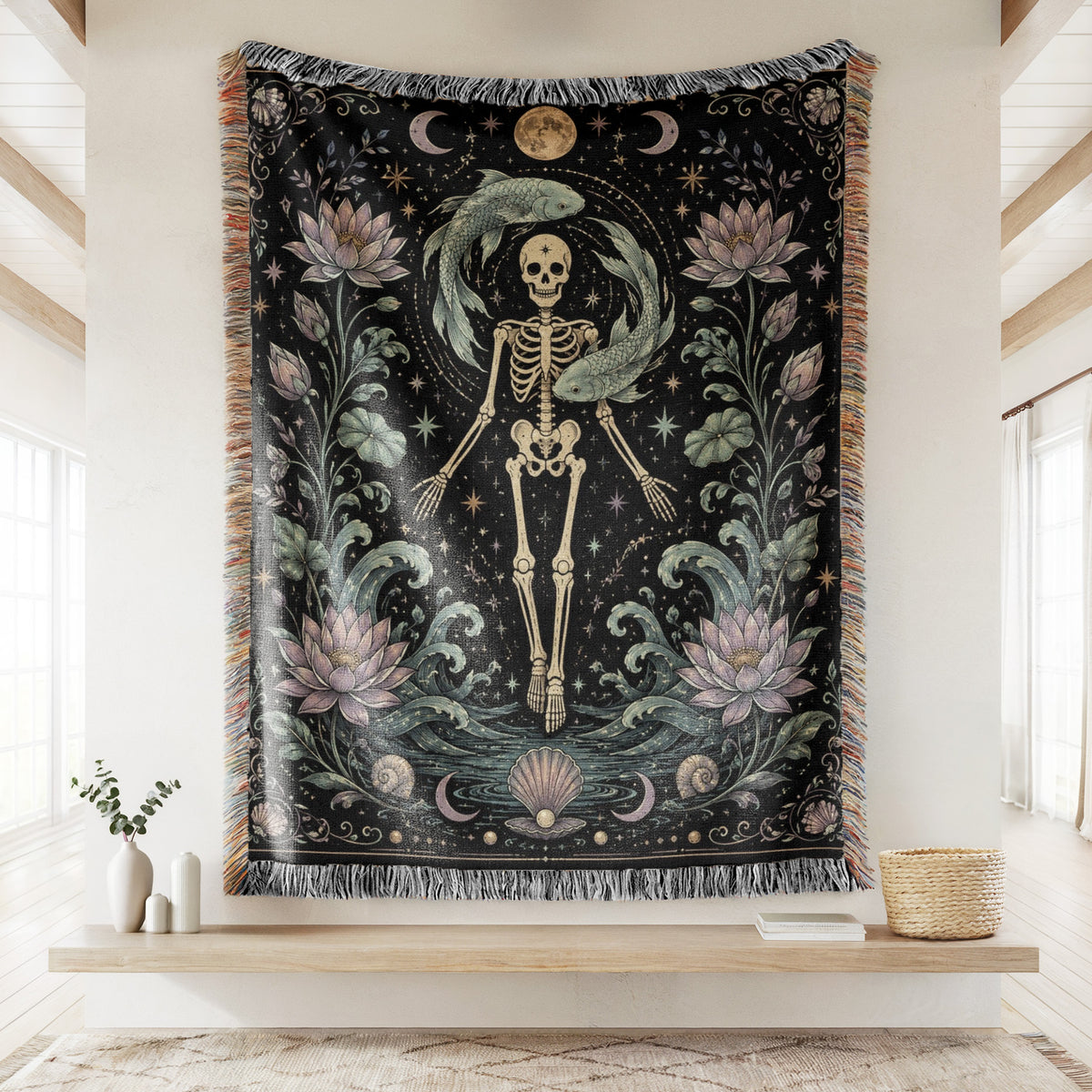 Pisces Celestial Skeleton Blanket
