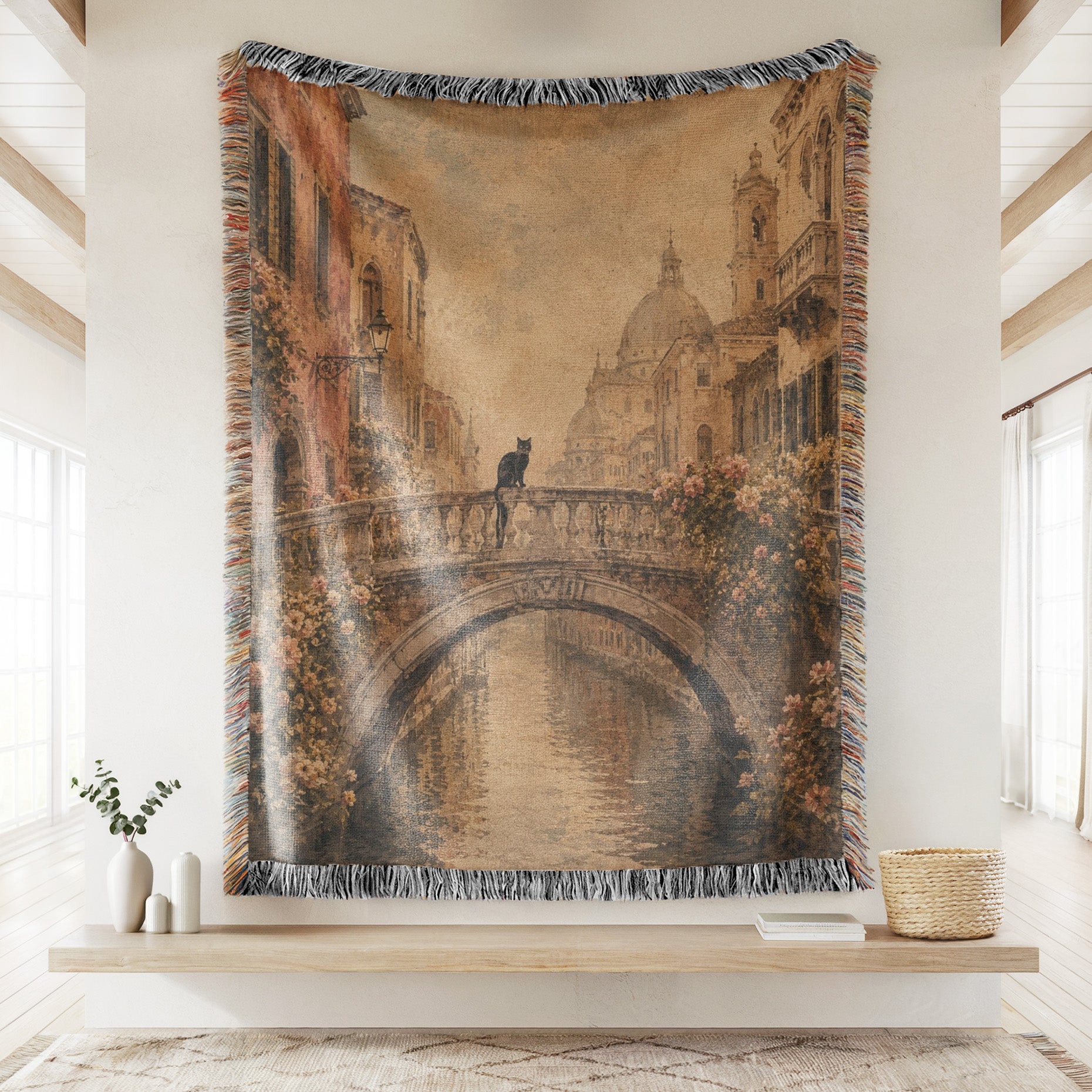 Vintage Venice Black Cat Blanket Secondary image