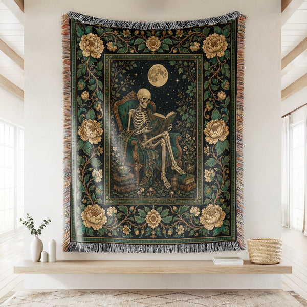 The Emerald Chair Skeleton Reader Blanket