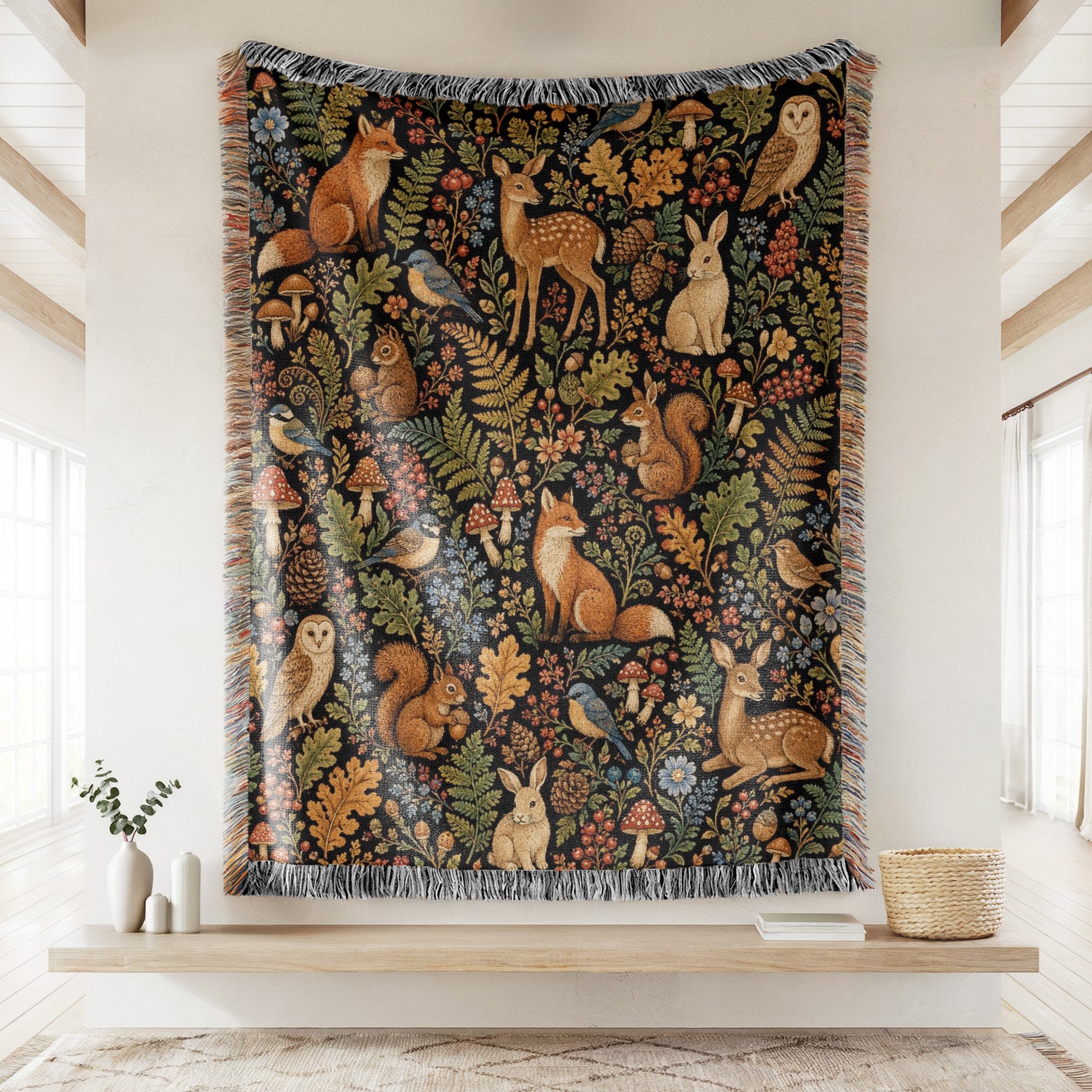 Woodland Animals Tapestry Blanket Secondary image
