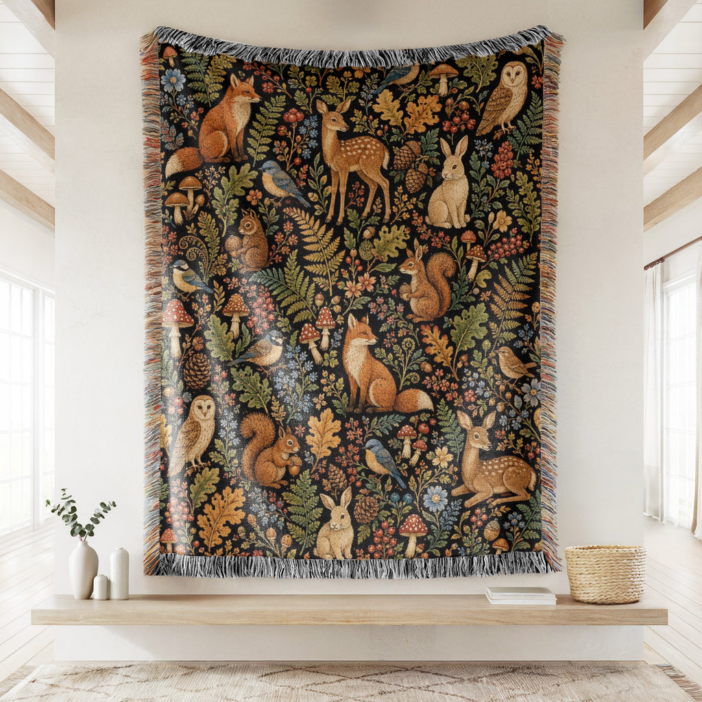 Woodland Animals Tapestry Blanket