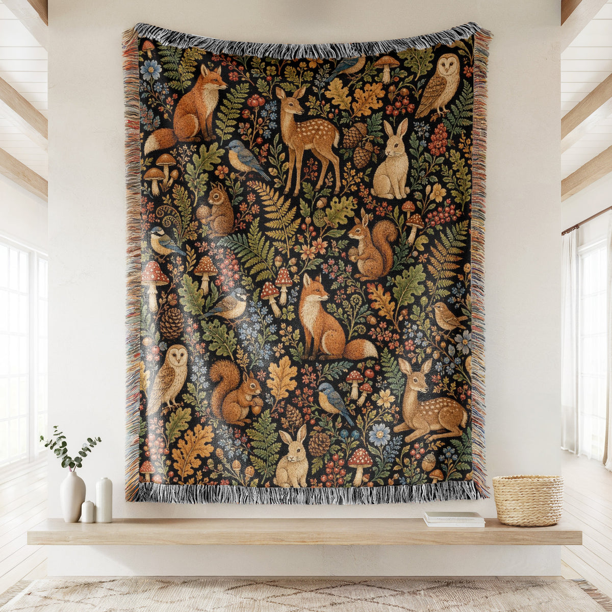 Woodland Animals Tapestry Blanket