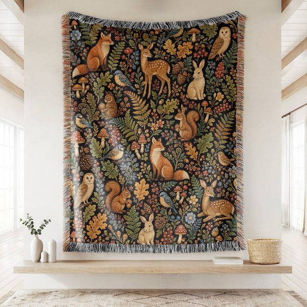 Woodland Animals Tapestry Blanket
