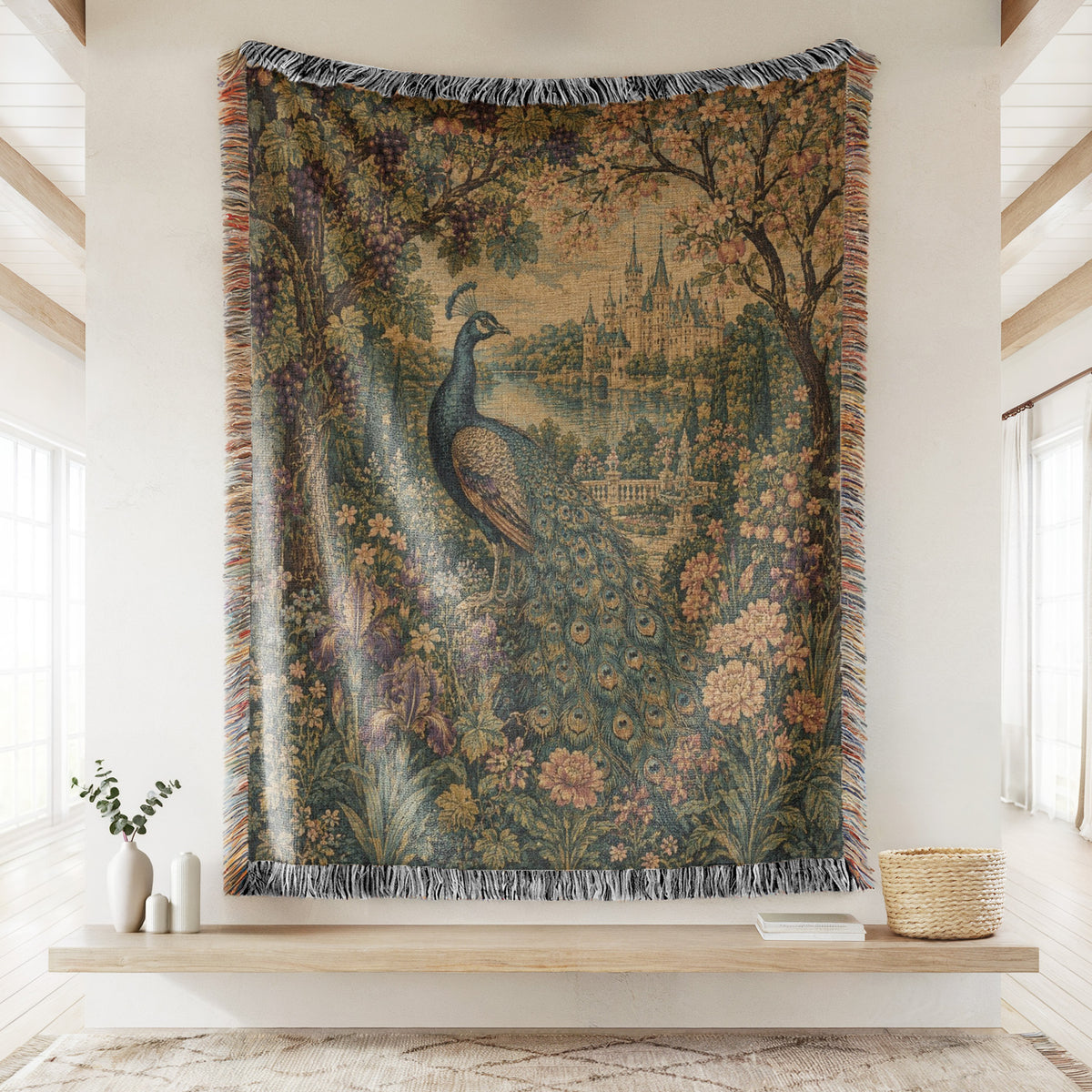 The Peacock of the Lakeside Castle Blanket