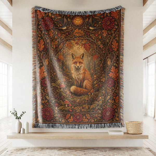 Autumn Woodland Fox Blanket
