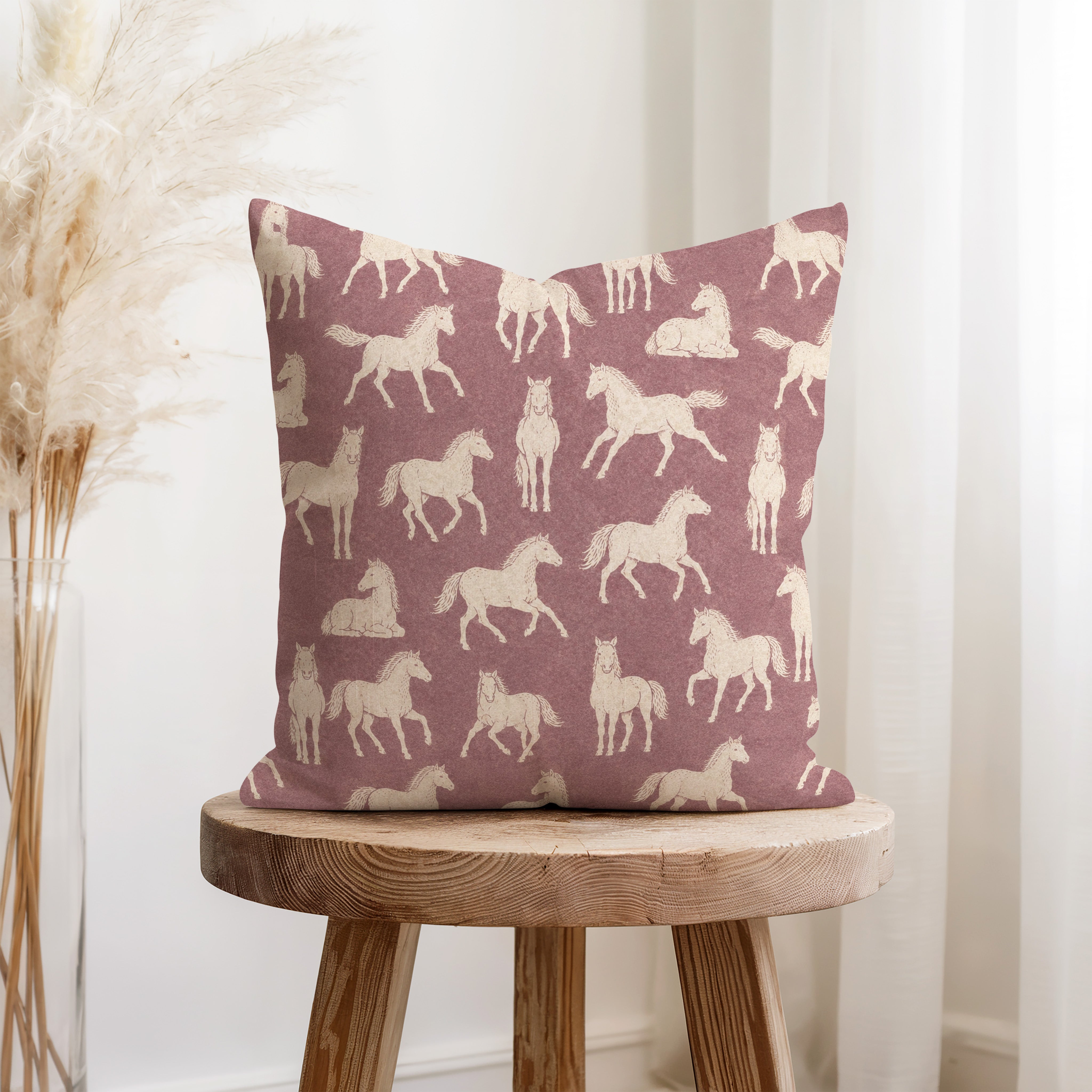 Mauve Meadow Horses – Equestrian Pillow Secondary image