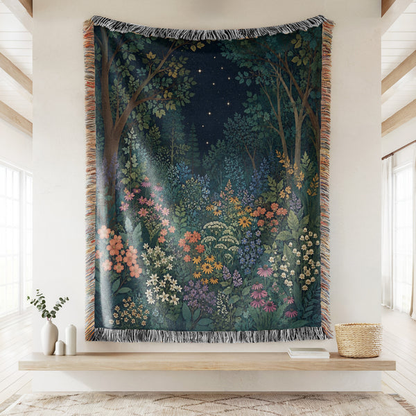 Starlit Wildflower Grove Blanket