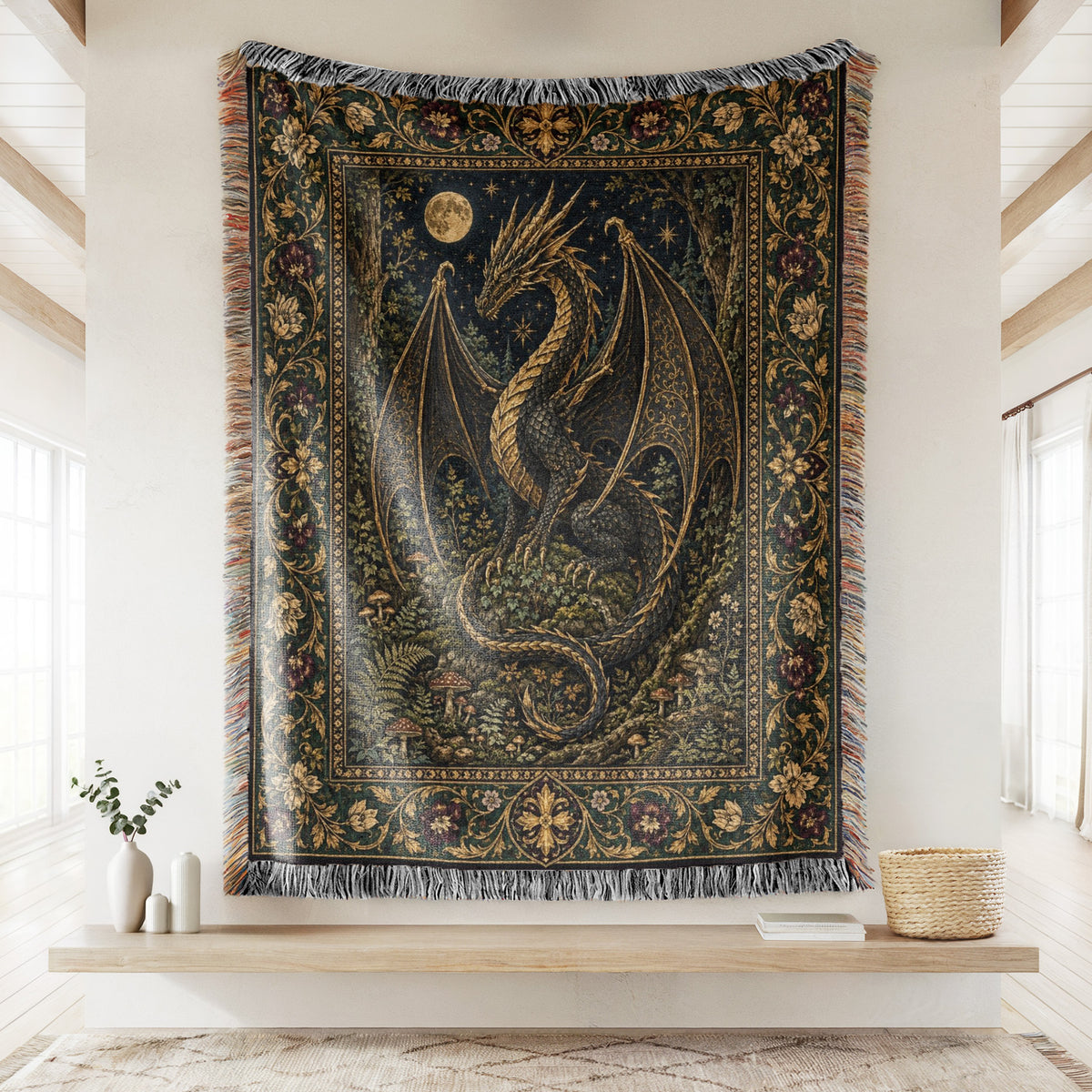 The Midnight Forest Dragon Blanket