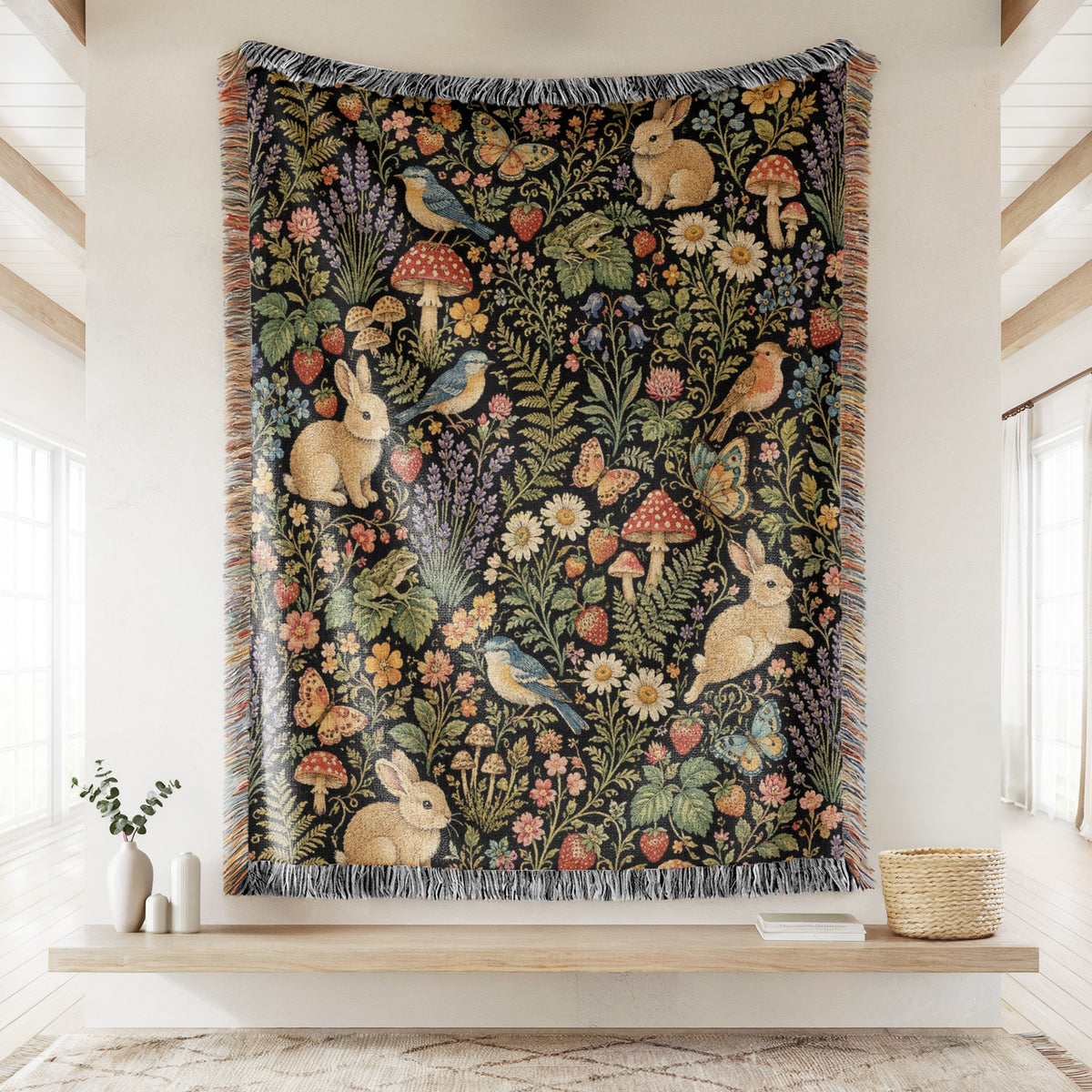 Rabbit & Wildflower Meadow Blanket