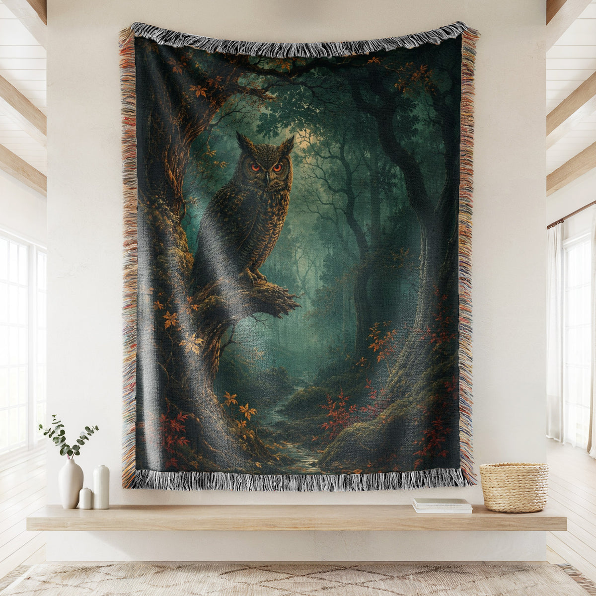 Moonlit Forest Owl Blanket