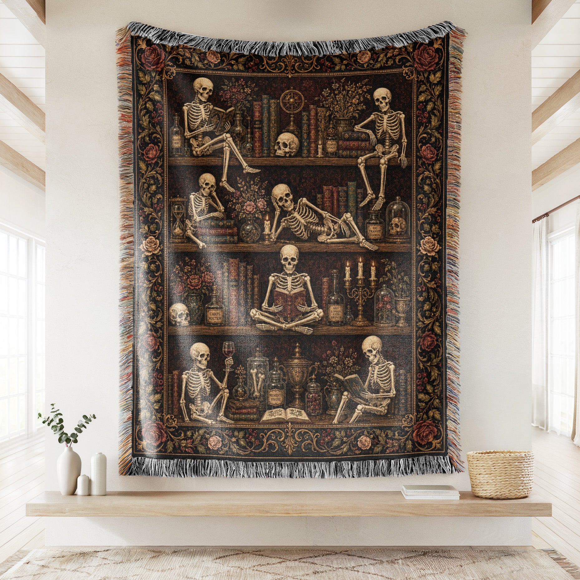 Skeleton Scholars Library Blanket Secondary image