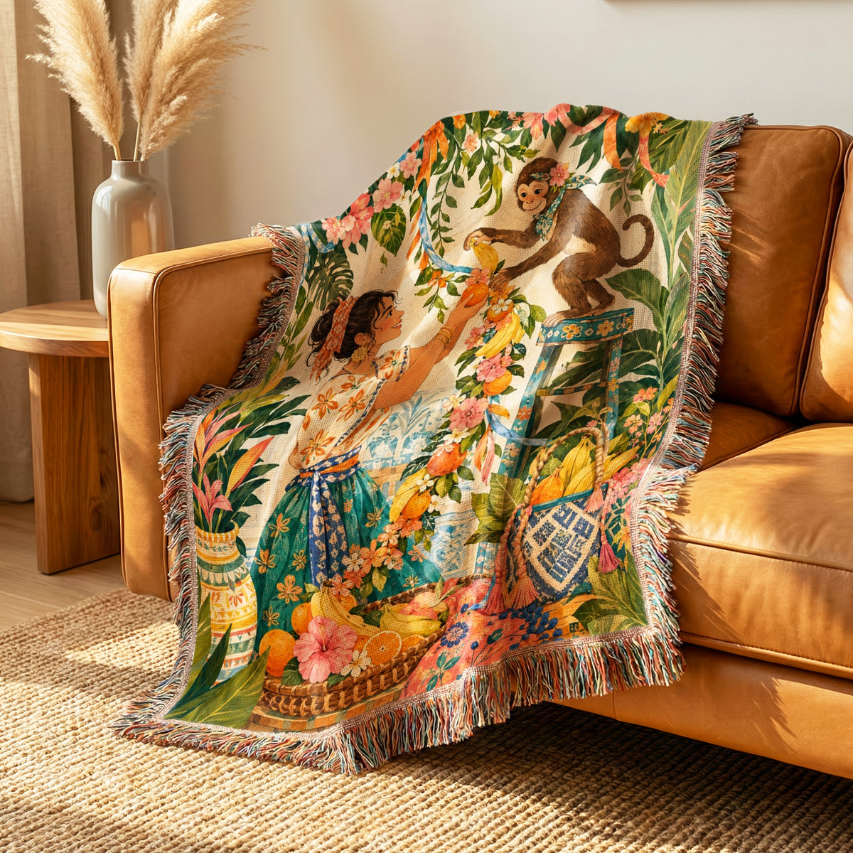 Monkey Garden Garland Blanket