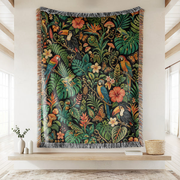 Tropical Birds Jungle Blanket