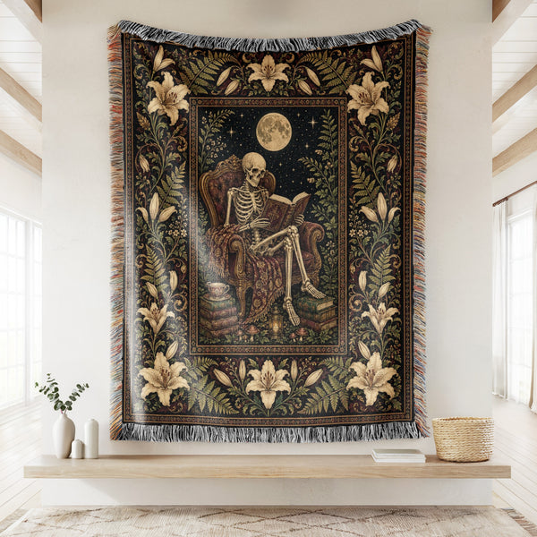 Moonlit Lily Skeleton Reader Blanket