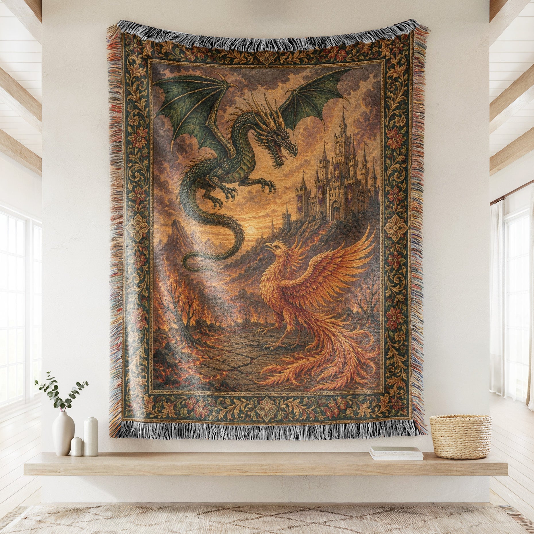 The Dragon & Phoenix at Dusk Blanket Secondary image