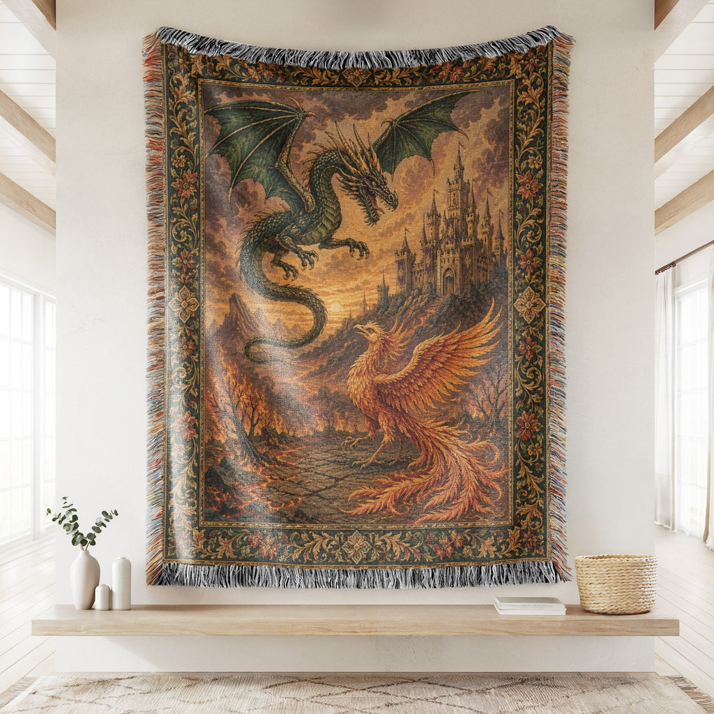 The Dragon & Phoenix at Dusk Blanket