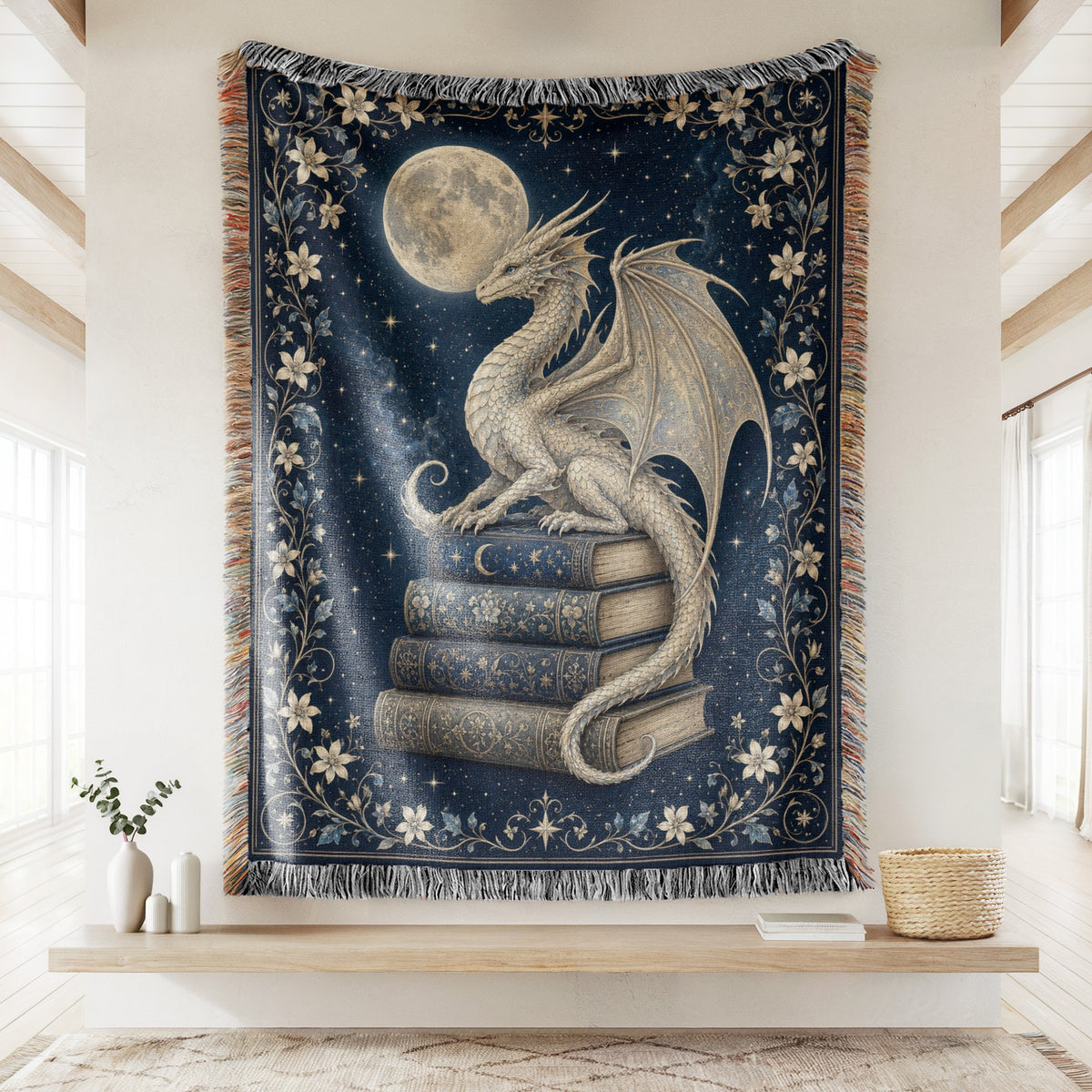 Silver Moon Dragon Blanket
