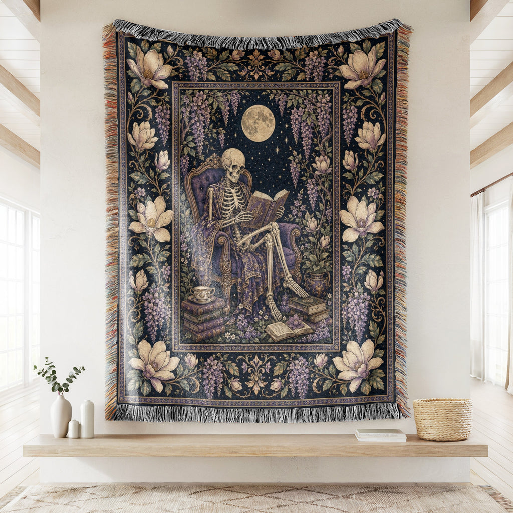 Wisteria Moon Skeleton Reader Blanket