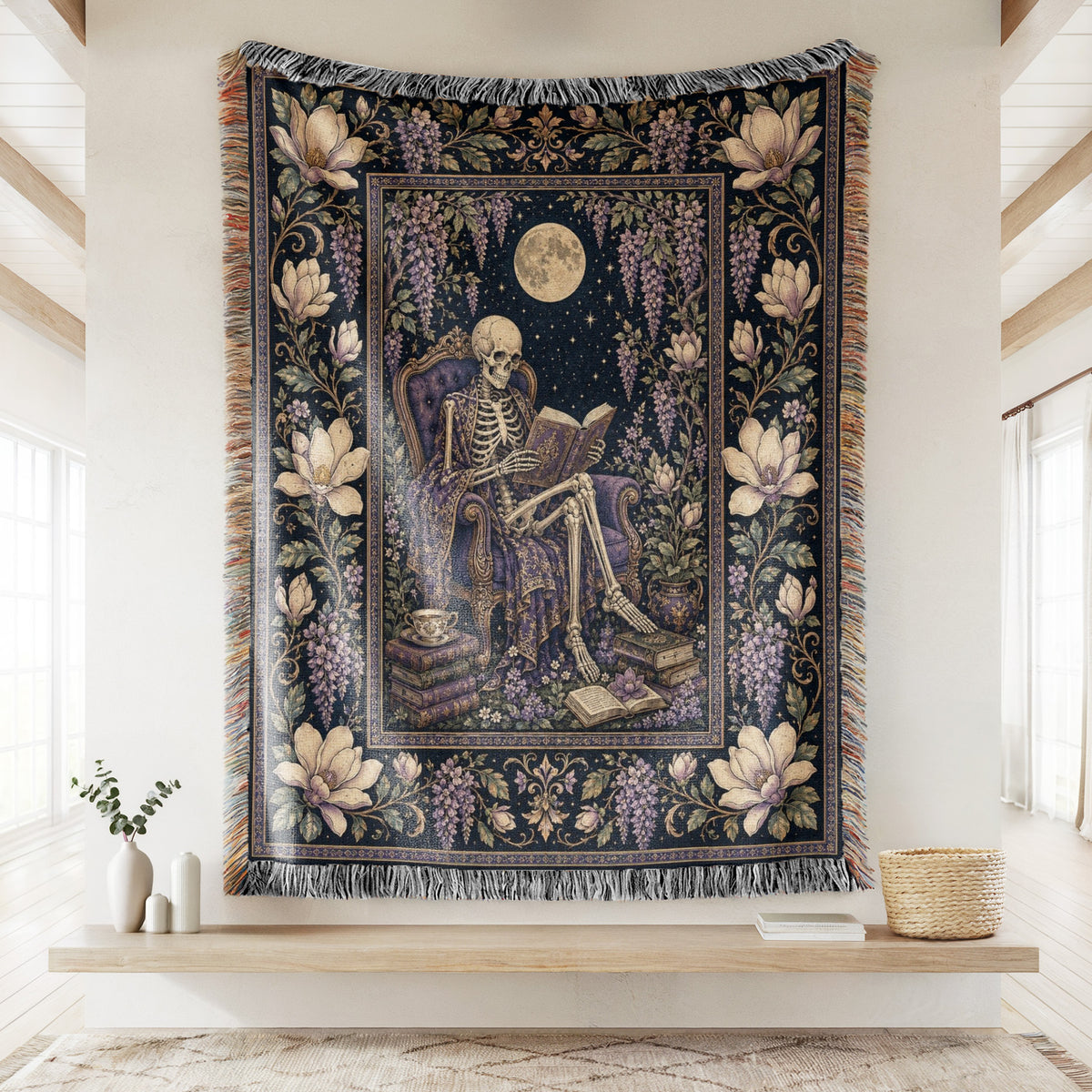 Wisteria Moon Skeleton Reader Blanket
