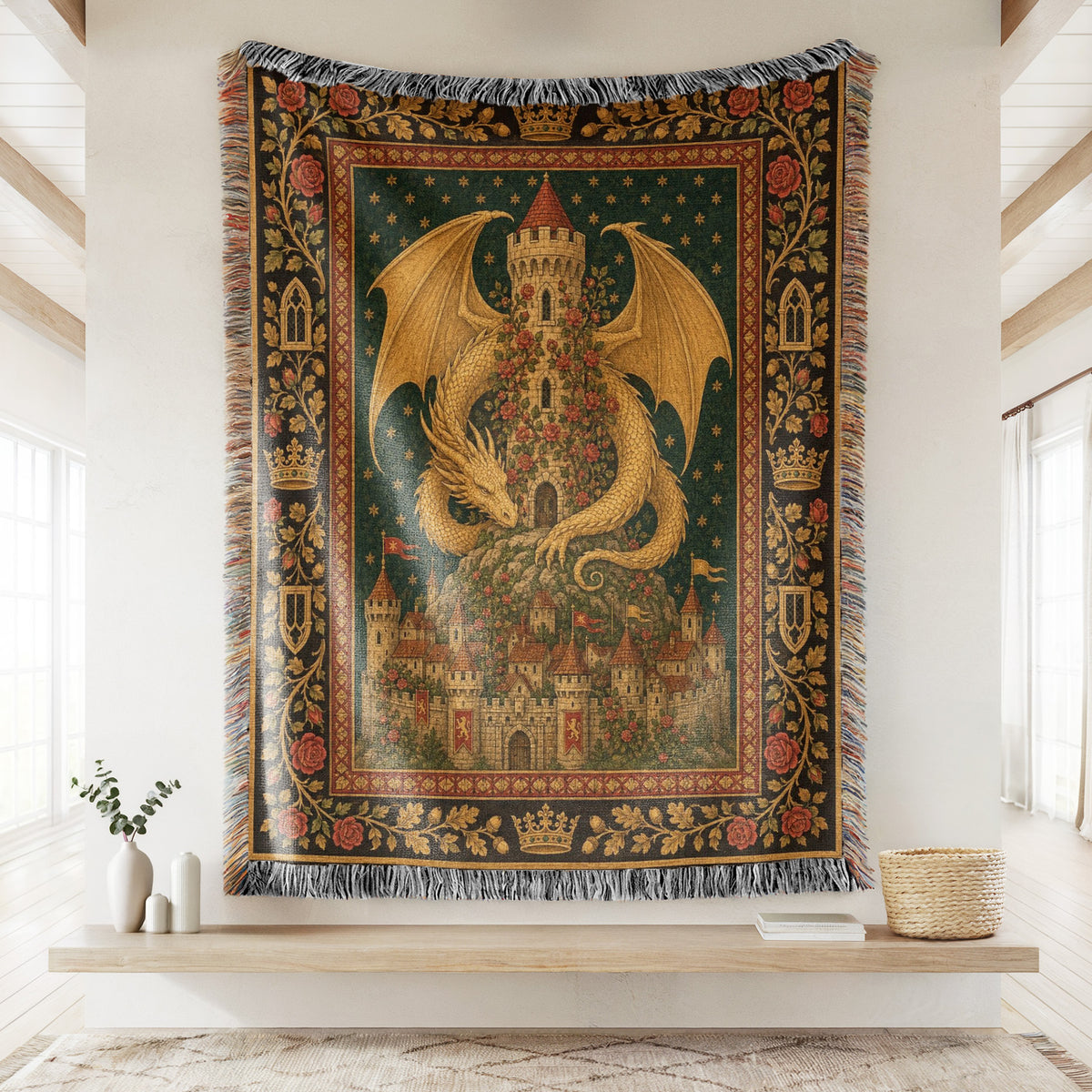 The Golden Dragon Tower Blanket