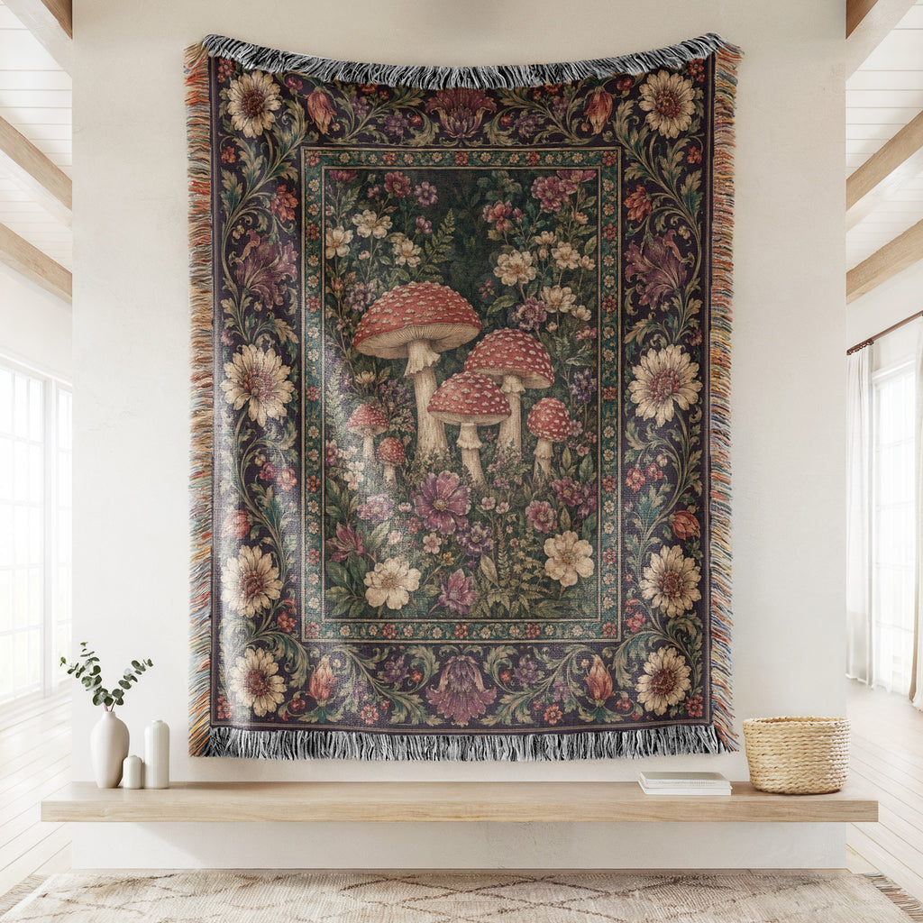 The Enchanted Toadstool Garden Blanket