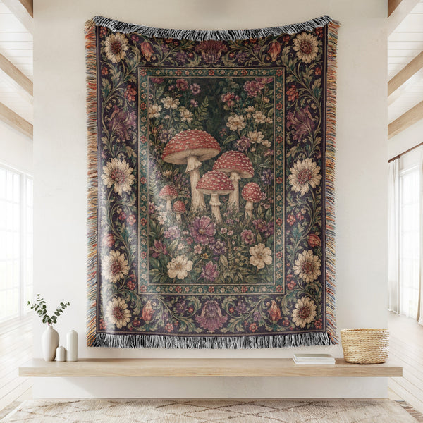 The Enchanted Toadstool Garden Blanket