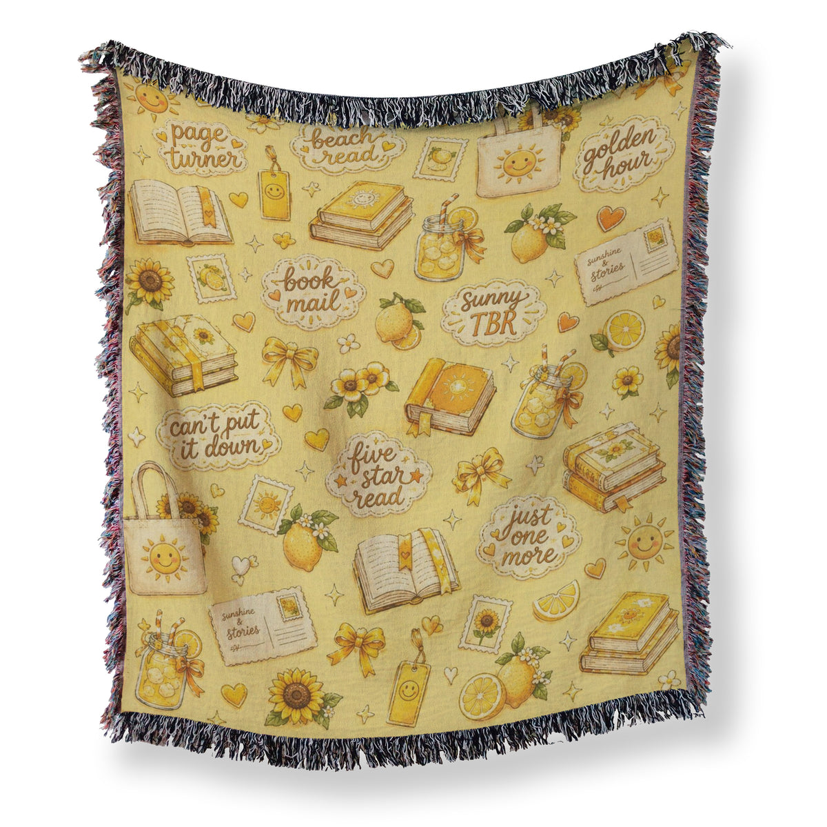 Sunny Book Lover Pattern Blanket Main image