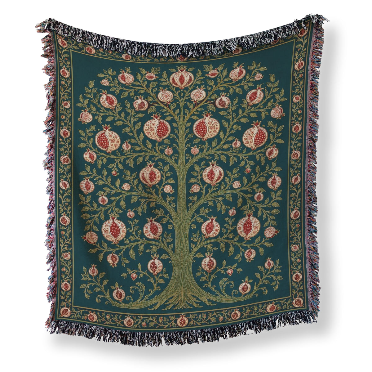 The Midnight Pomegranate Tree Blanket