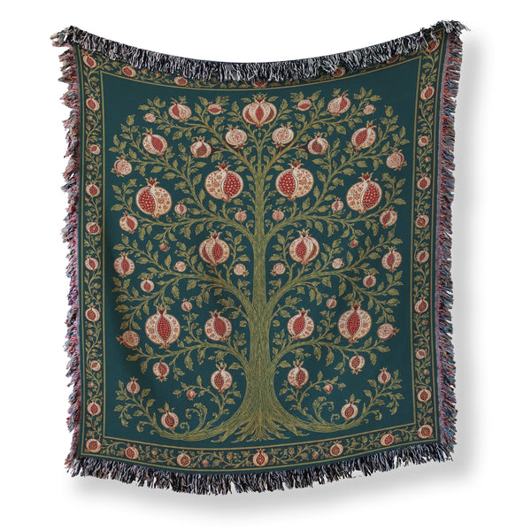 The Midnight Pomegranate Tree Blanket