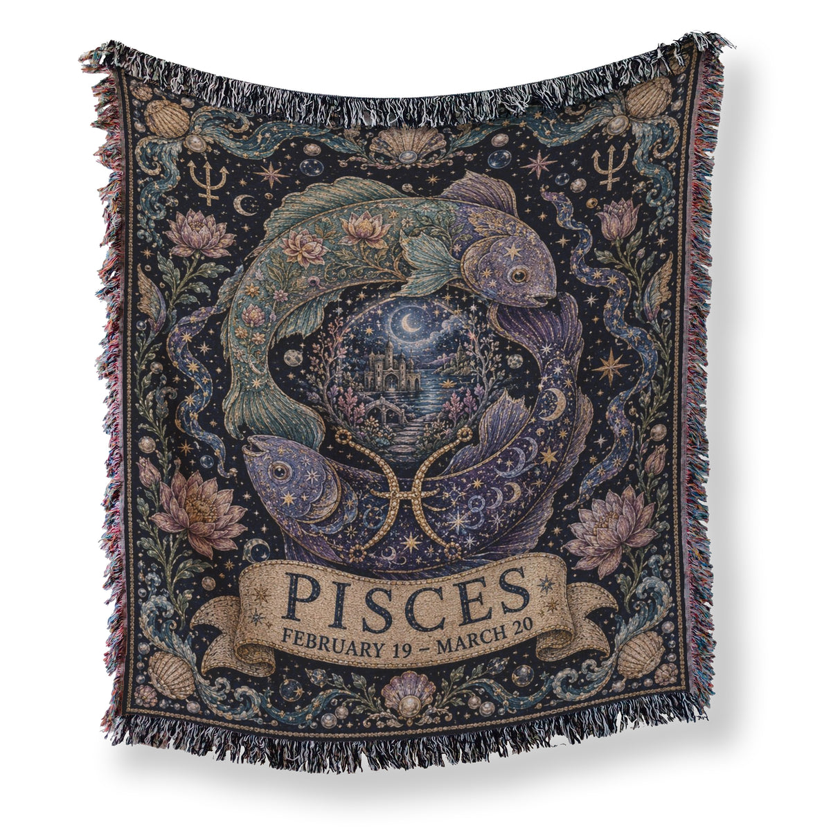 Pisces Moonlit Twin Fish Blanket